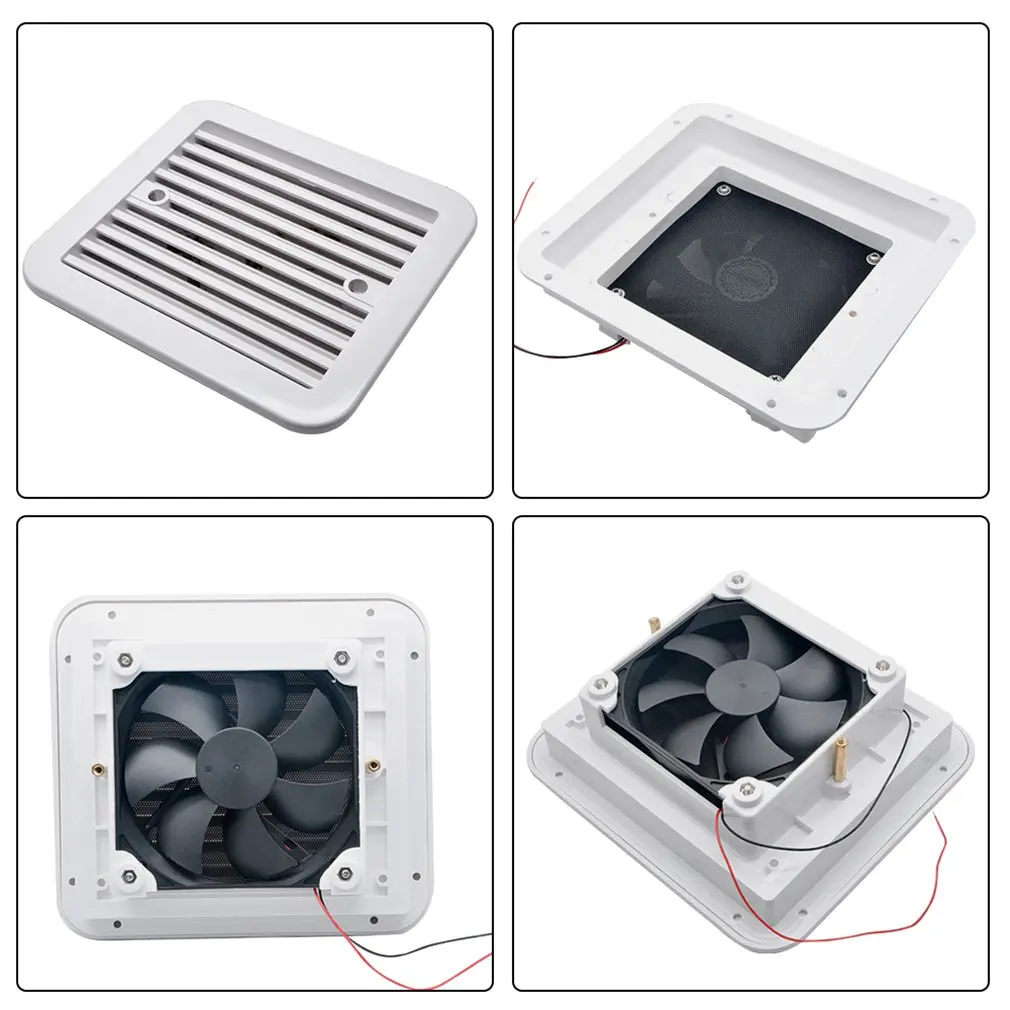 Exhaust Fan Plastic Cooling Waterproof 12V/24V Rv Trailer Caravan Side Air Vent Ventilation Blade Fan White 1 Set