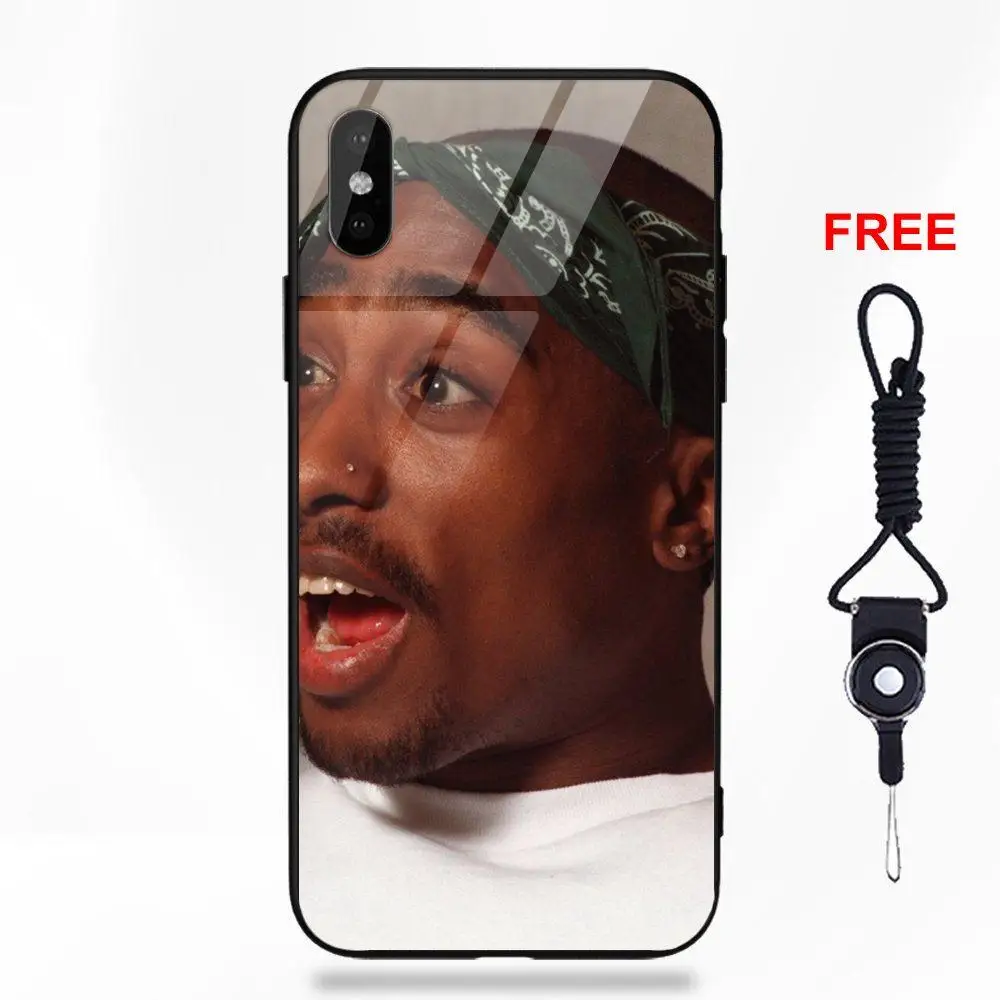 as picture Модный хип-хоп человек 2pac для Apple iPhone 5 5C 5S SE 6 6S 7 8 Plus X XS Max XR Мягкий ТПУ оправа закаленное стекло чехол с принтом - Цвет: as picture