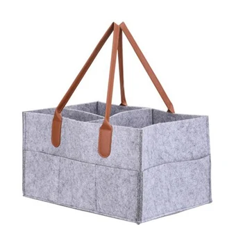 

Baby Diaper Caddy Organizer Car Travel Bags Easy Carrying Nursery Storage Bin Felt Basket for Infant
