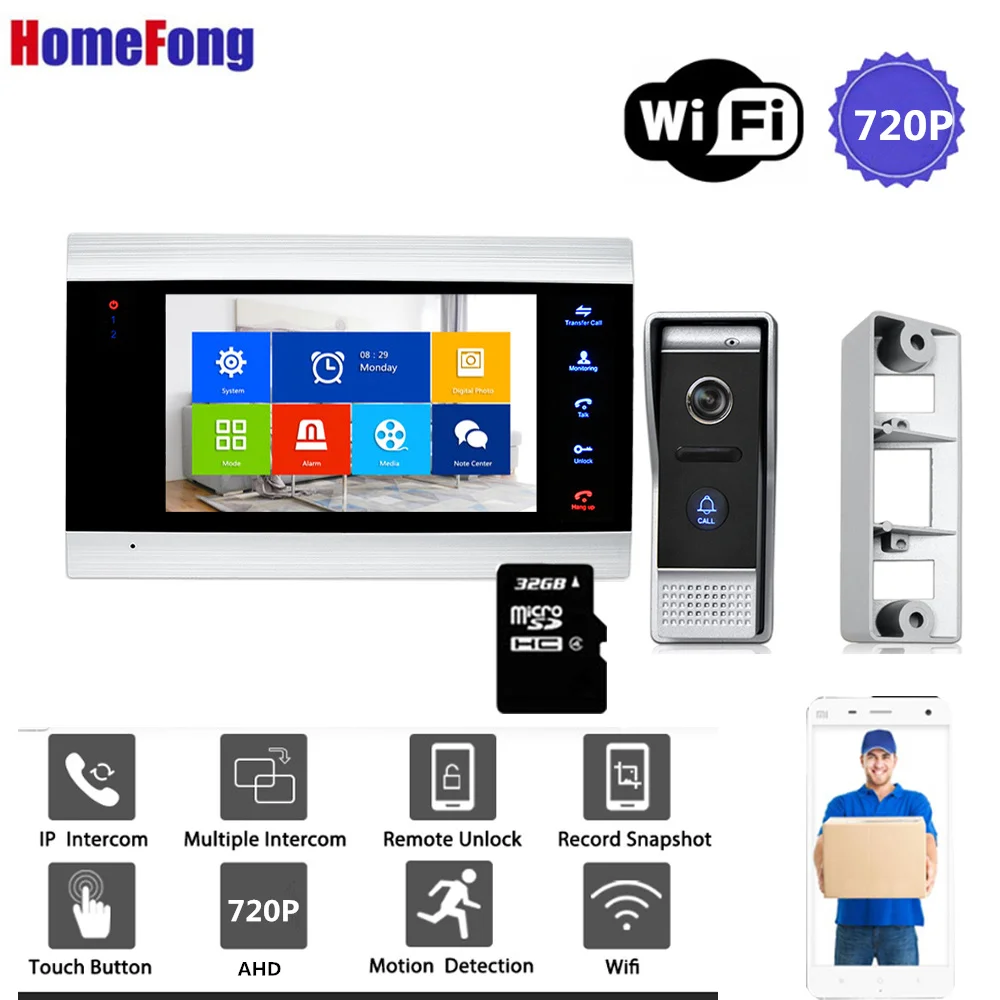 Homefong WIfi Video Door Phone Video Intercom AHD720P Motion Record Wide Angle Bell Ring Security Home System Access Control Homefong WIfi Video Door Phone Video Intercom AHD720P Motion Record Wide Angle Bell Ring Security Home System Access Control
