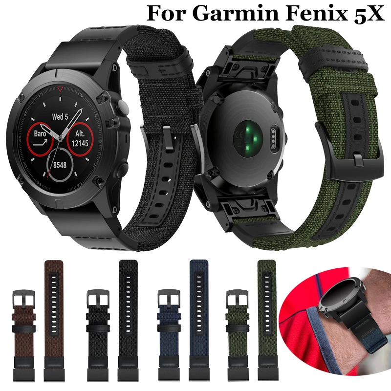 Merchandiser lade Leggen 26mm Outdoor Fashion Sports Canvas Wrist Strap Watchband Replacement  Bracelet Watch For Garmin Fenix 3 Hr /5x Watch Band - Smart Accessories -  AliExpress