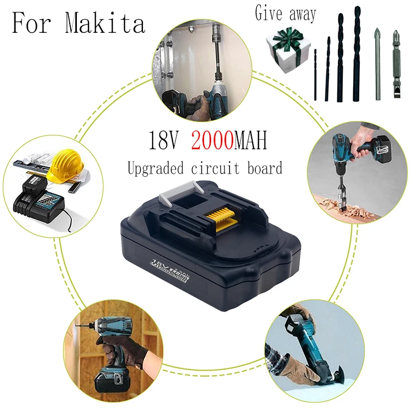 Литий-ионная аккумуляторная батарея для Makita 2000 мАч 18 в 400 Ач BL1815 BL1840 BL1850 BL1830 LXT L70 |