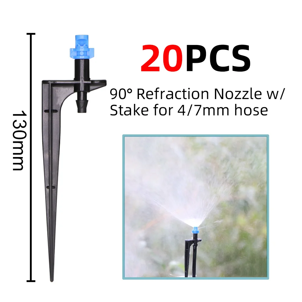 drip irrigation kit for trees 20PCS 90/180/360 Degree Micro Misting Nozzle 11cm Stake 1/4'' Barb Connector Garden Irrigation Watering Sprinkler Greenhouse landscape drip watering kit