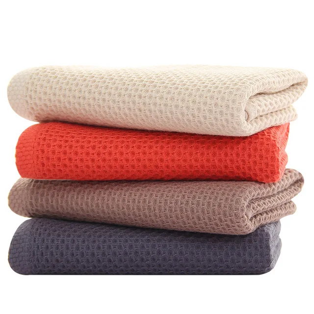1 pcs Waffle towel Bathroom accessories 72 * 32 CM solid color towel absorbent strong Wipe towel after exercise 2