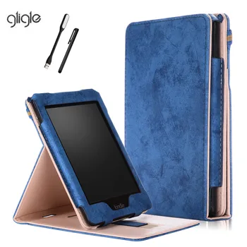 

GLEGLE Stand leather case cover for Amazon Kindle Paperwhite1234 Ebook protective shell with handhold+Led+touch pen
