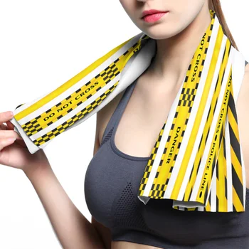 

Yellow Warning Line Face Towel Cooling ice Utility Instant Cozy Ice Cold for Running