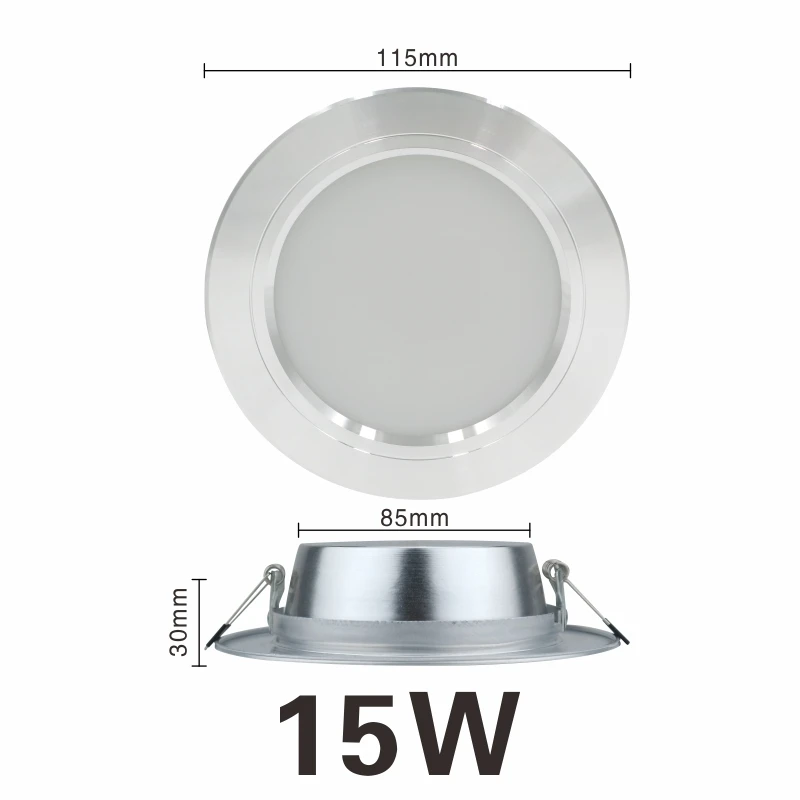 LED Downlight Silver Ultra Thin Aluminum 5W 9W 12W 15W 18W Down Light 220V 230V 240V Round Recessed Spot Lighting - Испускаемый цвет: 15W 220V