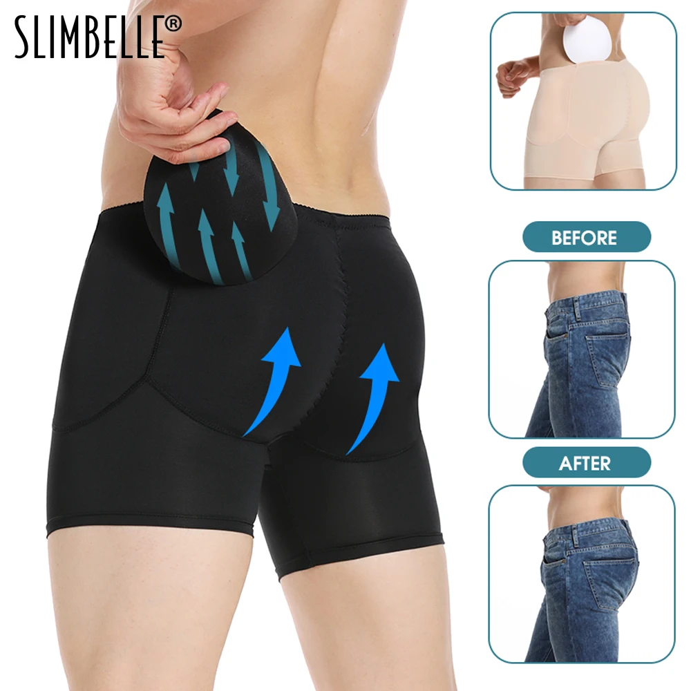 

Plus Size Men Padded Buttock Enhancer Shapewear Slimming Boxer Briefs Butt Lifter Panties Shaper Tummy Control Underwear Boxers