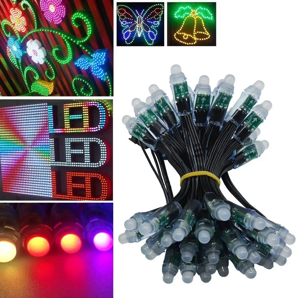 WS2811 диффузные цифровые RGB светодиодные точечные лампочки зеленый провод индивидуально адресуемый Круглый DIY светодиодный пиксельный модуль IP68 jk1019