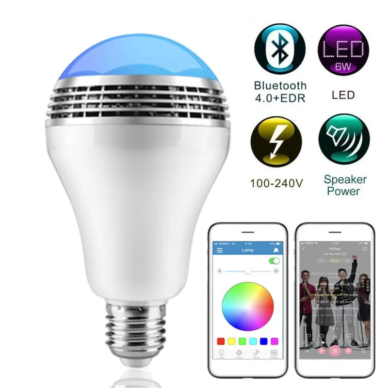 

Super Wireless BT LED Music Light Bulb With Smart Bluetooth Speaker Multi Color Changing APP Control RGB One-to-one Connection