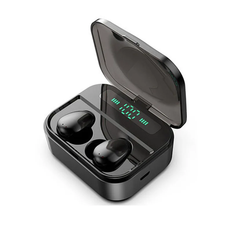 Черный Sicneka мини-TWS Bluetooth 5,0 наушники с 2200 мАч зарядным устройством беспроводные наушники гарнитура с дисплеем питания наушники - Цвет: Черный