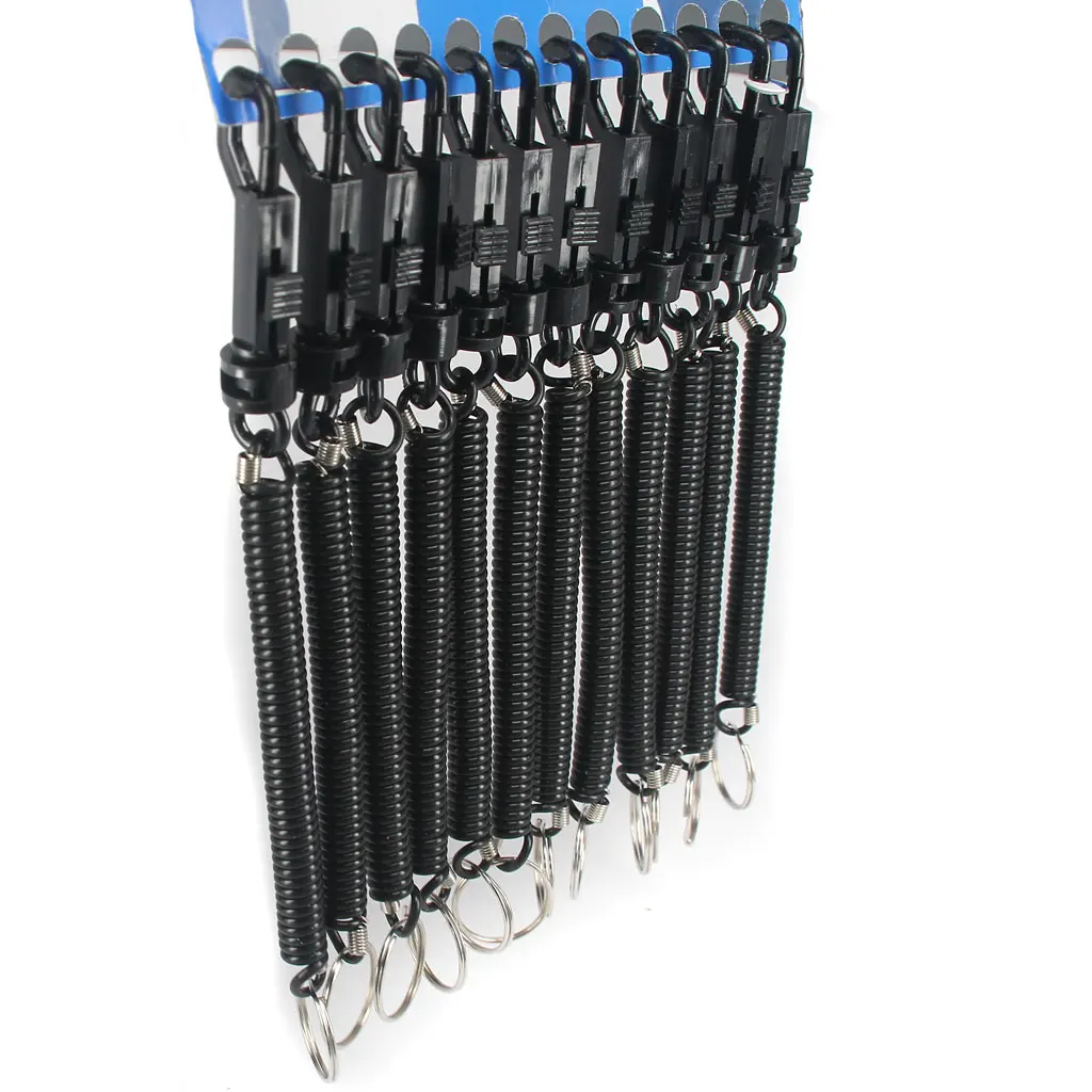 12pcs Black Spiral Stretch Springy Coiled Keyring Retractable Key Chain