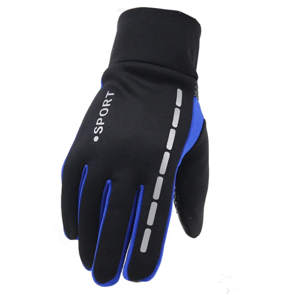 Мужские зимние перчатки с противоскользящим эластичным манжетом с мягкой подкладкой, тактические перчатки, военные перчатки guantes hombre, мужские перчатки - Цвет: Синий