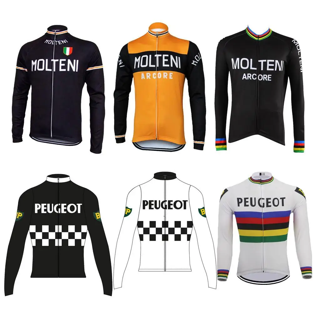 

maillot ciclismo Retro long sleeve man cycling jersey Winter Fleece or no Fleece cycling clothing MTB go pro wear bike jersey