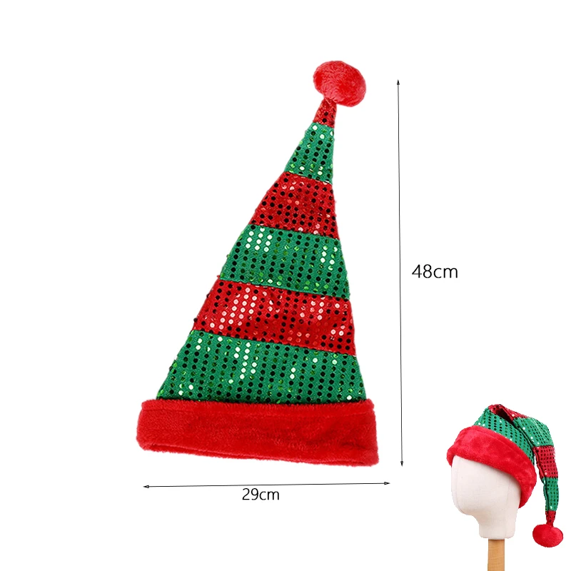 Christmas Hat Plush Elf Santa Hat Ornament Christmas cap Elf hats New Year Xmas Party Funny Theme Props Decoration