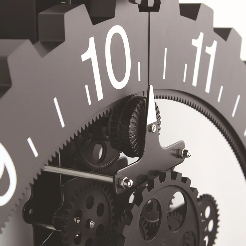 Большие настенные механические часы Современный дизайн Ретро Декор для гостиной металлические часы с зубчатым механизмом 3D динамические уникальные часы настенные часы 20 дюймов