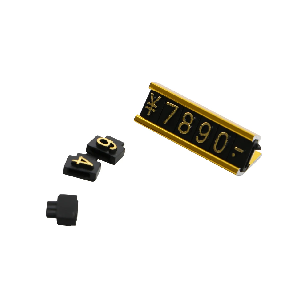 

Retail Jewelry Desk Top Mini Adjustable Plastic Price Counter Stand Data Strip Yen Currency Symbol Pricing Tags Cube Display