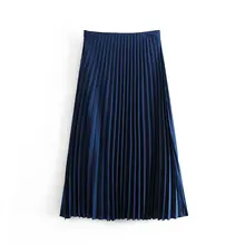 Бархатная плиссированная юбка миди с высокой талией для женщин; сезон осень-зима; Новое поступление; модные длинные бархатные юбки