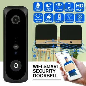 

Video Doorbell Two-Way Talk Smart Door Bell WiFi Wireless IR Camera HD 1080P Waterproof Smart Doorbell