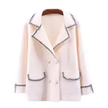 Осеннее Новое милое свободное короткое кашемировое пальто с длинными рукавами и отложным воротником корейское зимнее толстое теплое шерстяное пальто