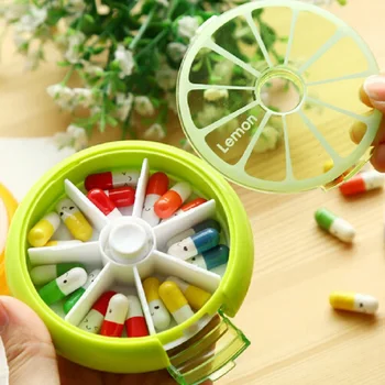

Portable Travel Pill Dispenser Vitamin Holder Box Rotation 7 Day 1 Week Mini Medicine Storage Bin Plastic Organizer Case Box