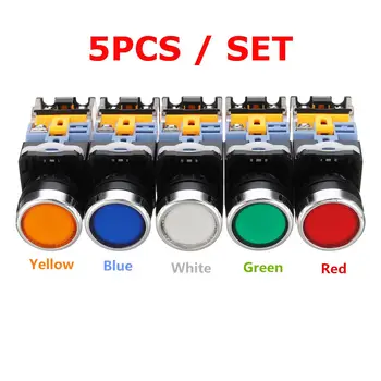

22mm NO+NC START STOP DPST Momentary Push Button Switch SelfLock Control AC 220V