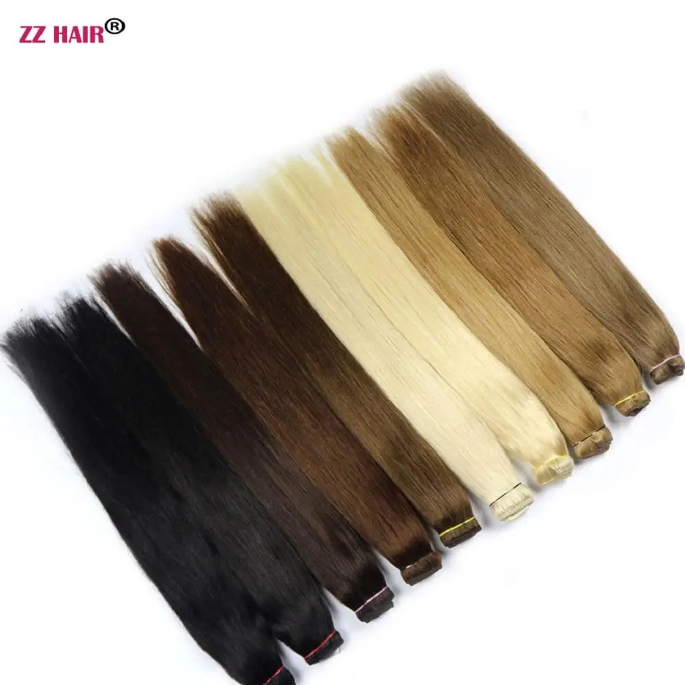 ZZHAIR 100g 200g 16 " 28" фабричного производства Волосы Remy Одна деталь Набор 5 клип в 100%