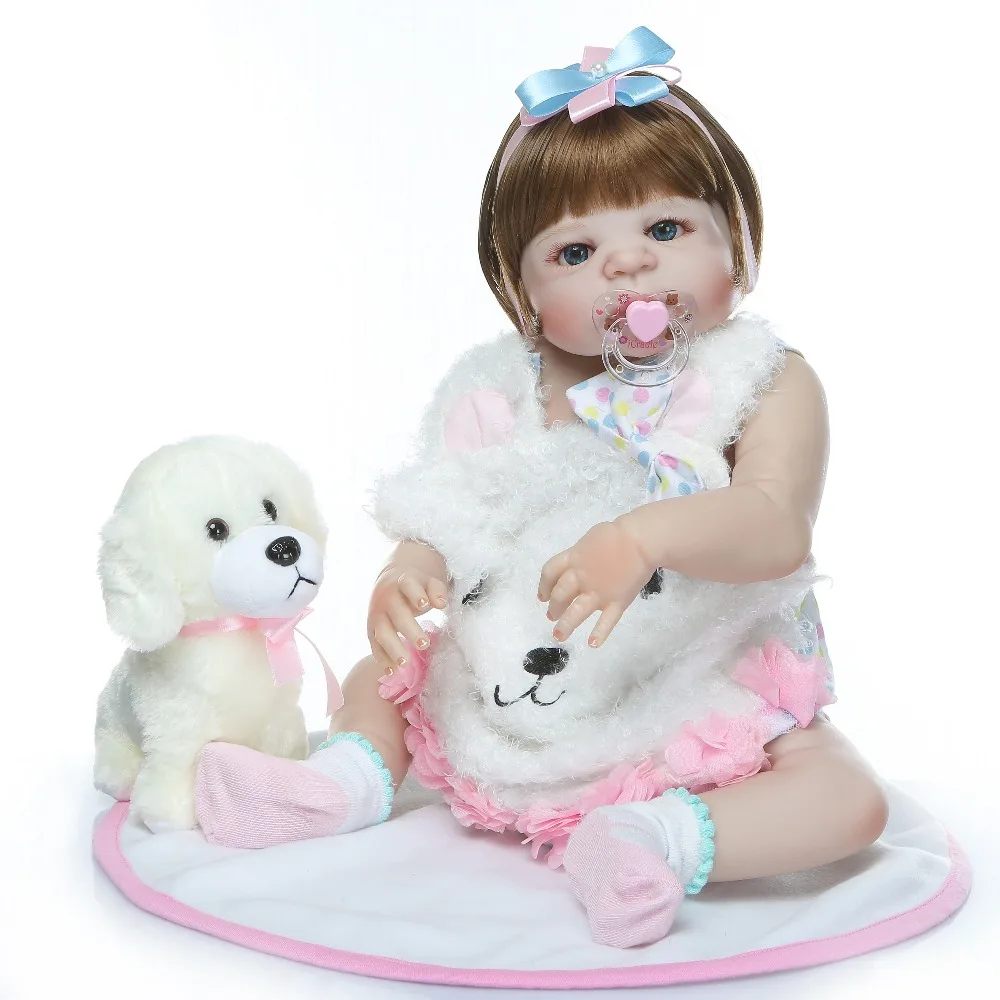 NPK 23 дюйма boneca reborn baby doll полностью виниловая кукла для тела рисунок Виктории