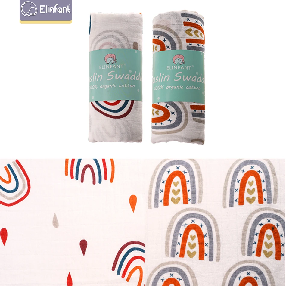 Good Value Baby Blankets Rainbow Elinfant Muslin Cotton Popular Soft for Swaddle 2pcs 1zWEDJzGy
