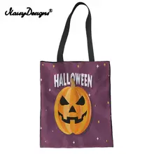 Модная Экологичная холщовая хозяйственная сумка для женщин смешная печать на Хэллоуин многоразовые сумки на плечо Повседневная Большая Льняная сумка Ladie