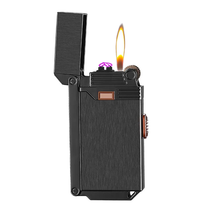 Gas lighter open fire and windproof double arc two in one Inflatable Cigarette Lighters for smoking men gift CL022 | Дом и сад