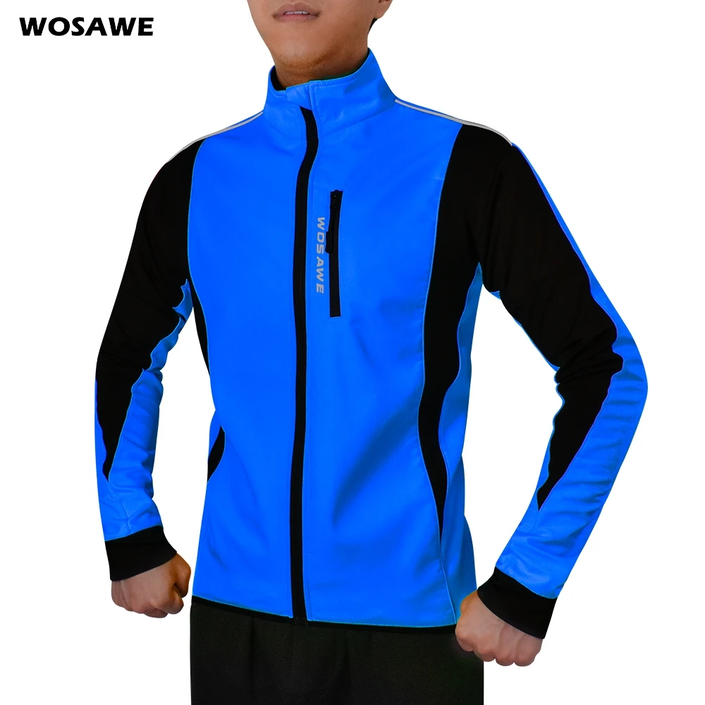 

WOSAWE Men Cycling Jacket Winter Thermal Fleece Warm Up MTB Bike Jacket Lightweight Windproof Cycling Reflective Windbreaker