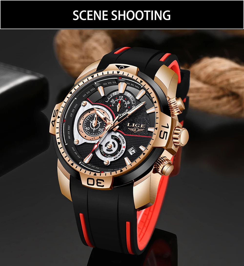 2022 LIGE Men Military Watches Luxury Creative Sport Watch Male Top brand Waterproof Quartz Watches Mens Clock Relogio Masculino