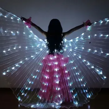 

Children Color LED Light Dance Wing Dance Belly Dance Performance Show Fluorescent Butterfly Cloak Without Battery