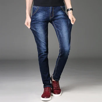 

high quality casual slim jeans men ,Small elasticity mens pencil pants ,skinny jeans men blue Denim trousers size 27-36