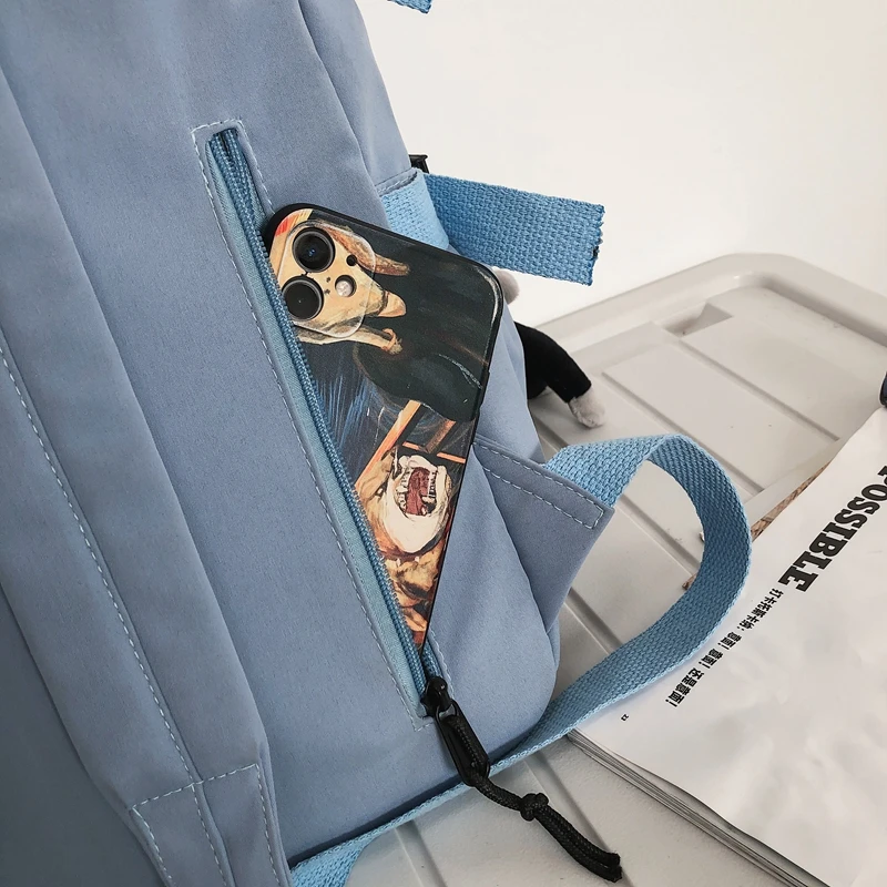17 inch Nylon Monocolor Multi Pockets School Backpacks