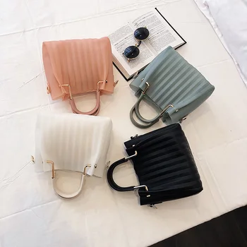 

2019 New Women Handbag Female Fashion Jelly Leather Shoulder Messenger Bag Ladies Solid Color Casual Wild Handle Crossbody Bag
