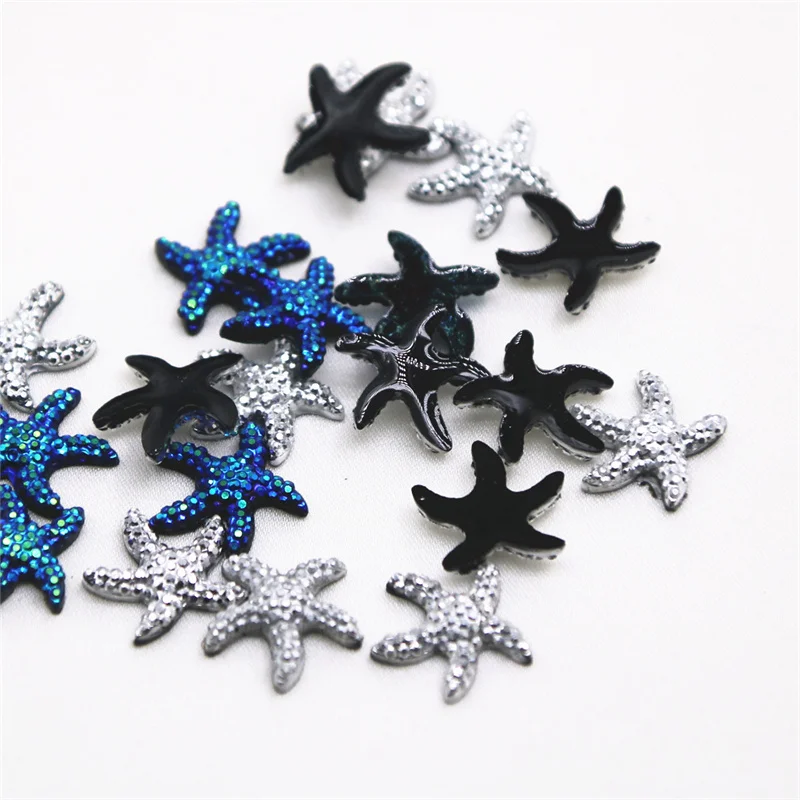 50pcs 16x18mm Sea Star Resin Flatback Cabochon DIY Jewelry Phone Charm Ornament Crafts