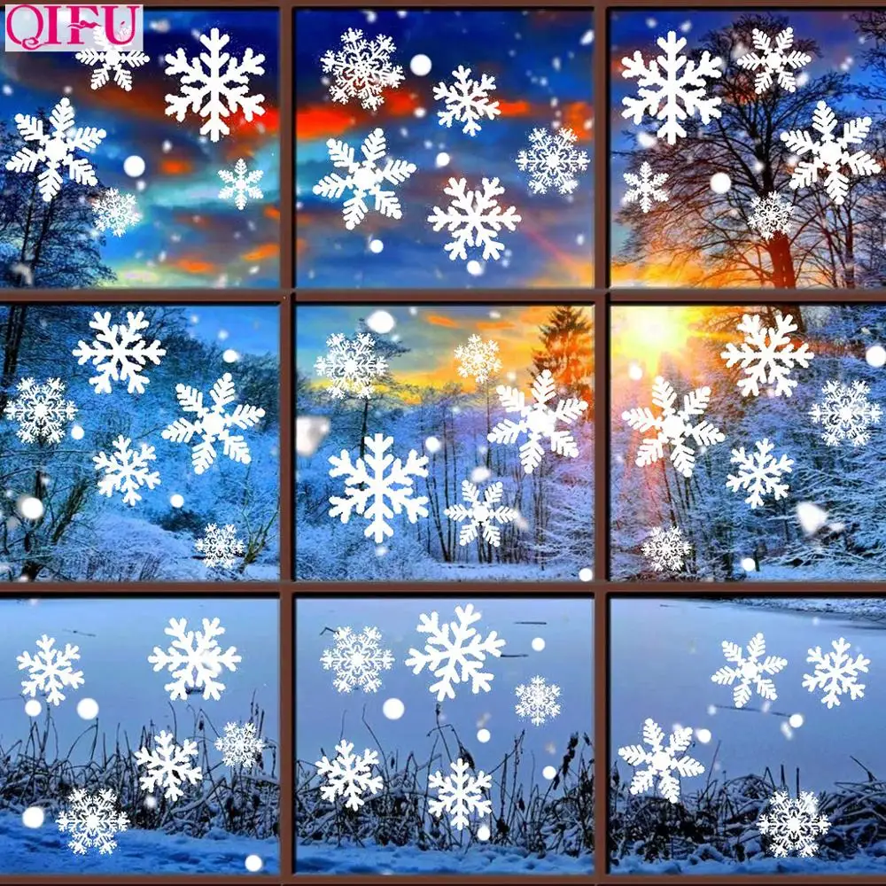 

QIFU Christmas Snowflake Window Stickers Christmas Decorations for Home Xmas Gifts Christmas Tree Navidad 2019 New Year 2020