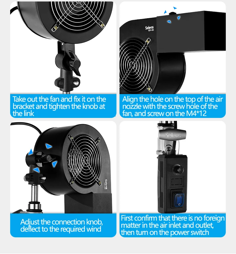 Selens CF-01 Studio photo Photography accessories Wind Hair Blower Stream Fan for Taking Fashion Portrait Photos