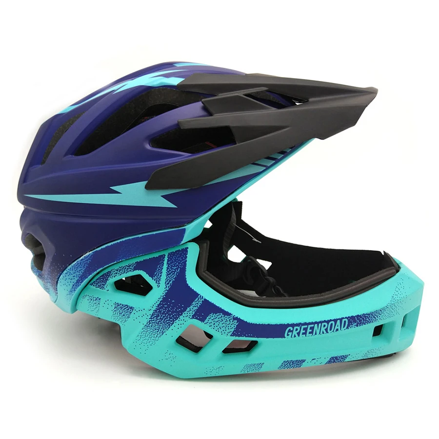 Детский шлем fullface велосипедный защитный Спортивный красный Дорожный mtb горный