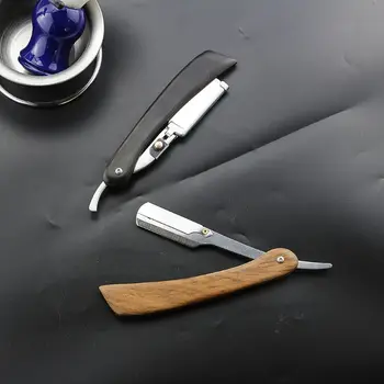 

Fashion Men Vintage Folding Razor Manual Double-sided Blade Male Hairdressing Shaving Knife Solid Wood Handle Shaver