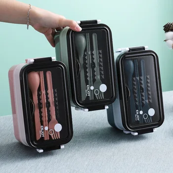 

2020 Creative Portable Tableware Lunch Box 304 Stainless Steel Double-layer Bento Box Large Capacity Divided Food Box