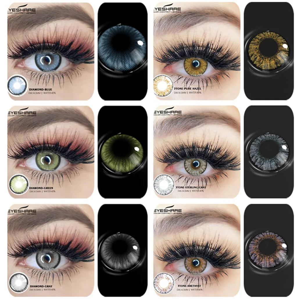 Контактные линзы EYESHARE серия DIAMOND цветные контактные школьный макияж Голубые