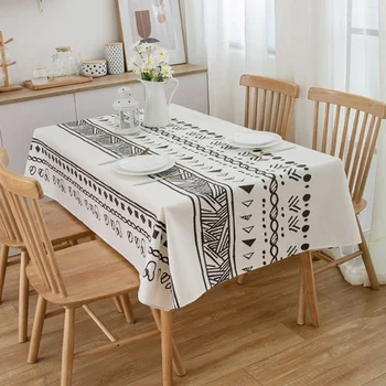 

Rectangular Cover Anti Dirt Oilproof Geometric Pattern Washable Table Cloth Dining Decorative Moroccan Style Home Elegant
