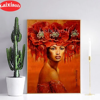 

diamond painting new African woman 5d diamond embroidery cross stitch full square round 3D DIY color poppy flower home decor art