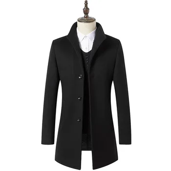 

2019 New Long High Quality Men Winter Coat Wool