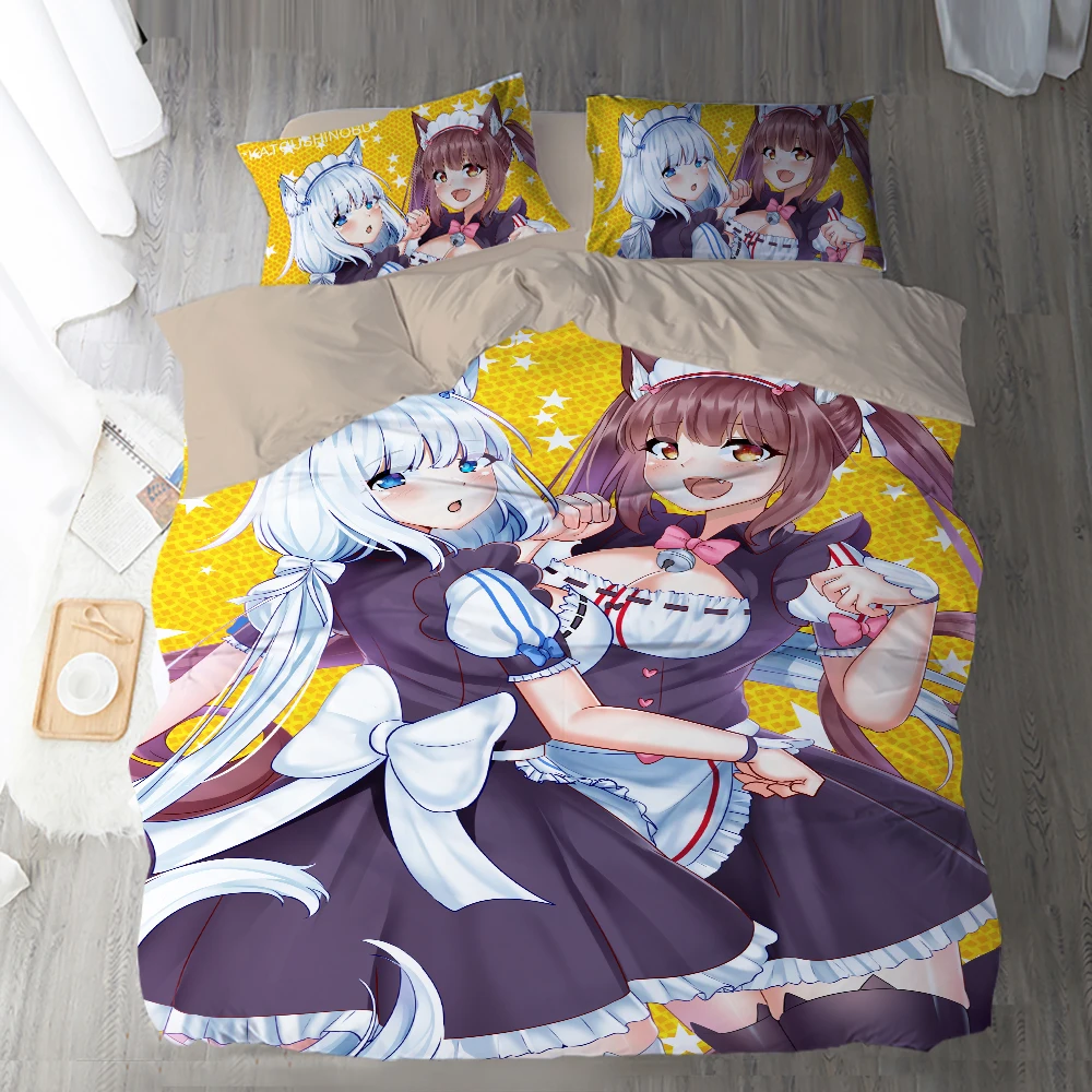 Modern Game Nekopara 3D Digital Printed Bedding Set Duvet Cover Pillowcase Bedroom Decoration Multisize Home Textile 