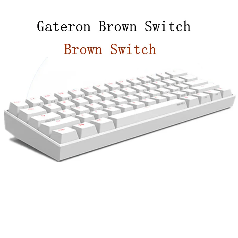 Anne Pro 2 Bluetooth 4,0 60% механическая клавиатура 61 клавиши беспроводной тип-c Проводная RGB подсветка мини игровая клавиатура переключатель gateron - Цвет: Brown Switch White