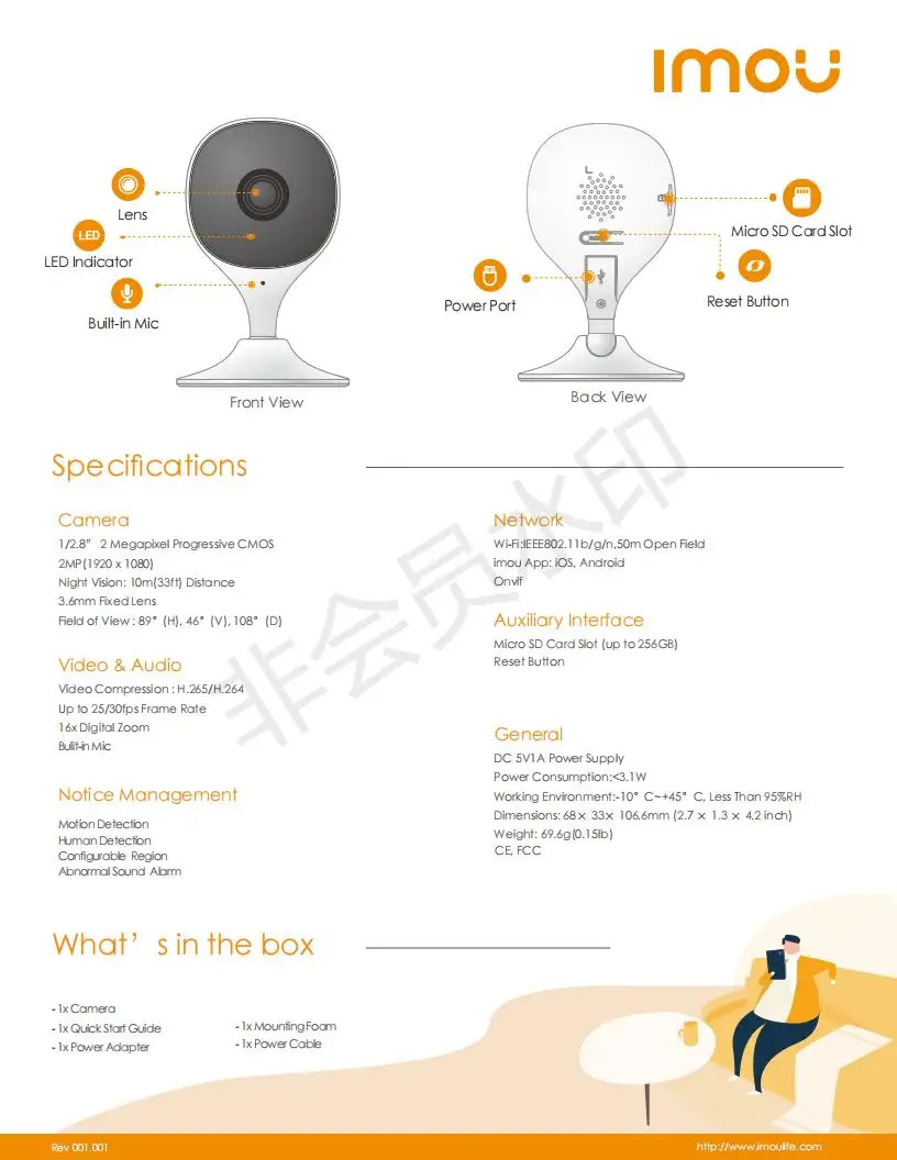 Dahua Imou Cue 2c 1080P IP Wifi Camera Baby Monitor Camera Human Detection H265 Compact Smart Night Vision Camera Indoor